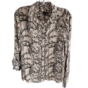 Talbots Snake Print Blouse - Black and Cream